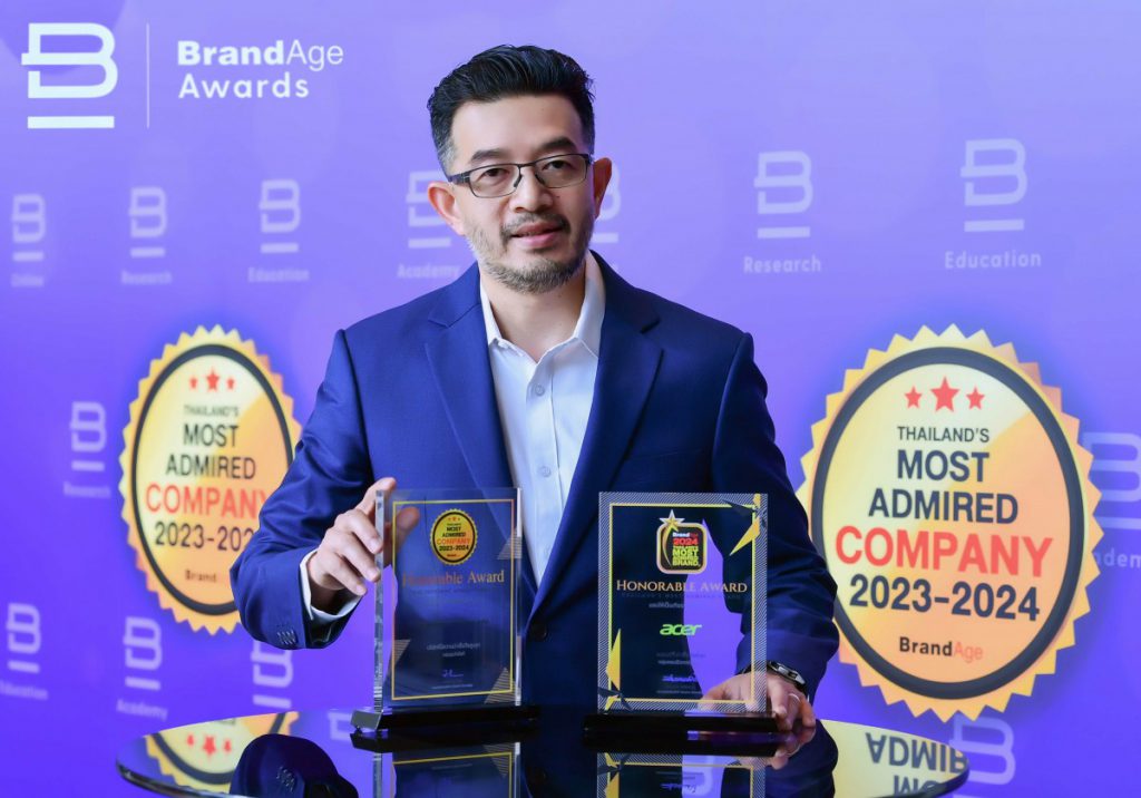 Acer ชูความเป็นผู้นำนวัตกรรมไอที คว้า 2 รางวัล  สุดยอดแบรนด์ 2024 Thailand’s Most Admired Brand  และ บริษัทที่น่าเชื่อถือ 2023-2024 Thailand’s Most Admired Company