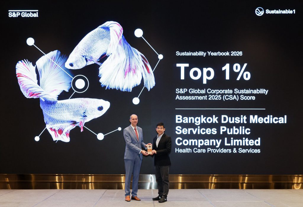 BDMS ครองอันดับ 1 ด้านความยั่งยืนระดับโลก ในกลุ่ม Health Care Providers & Services จาก S&P Gl